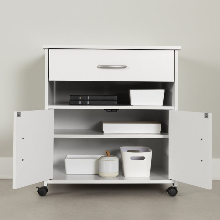 Axess Rangement A Imprimante Sur Roulettes - Blanc Solide