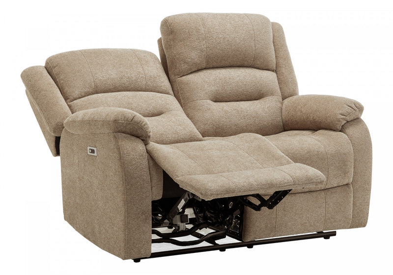 Petit Causeuse Rembourre 2 Places Inclinable Electrique, 50\"L, Port Usb Inclus,Tissu Beige