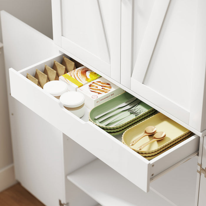 HOMCOM Meuble de rangement de cuisine 72 po, style campagnard, blanc