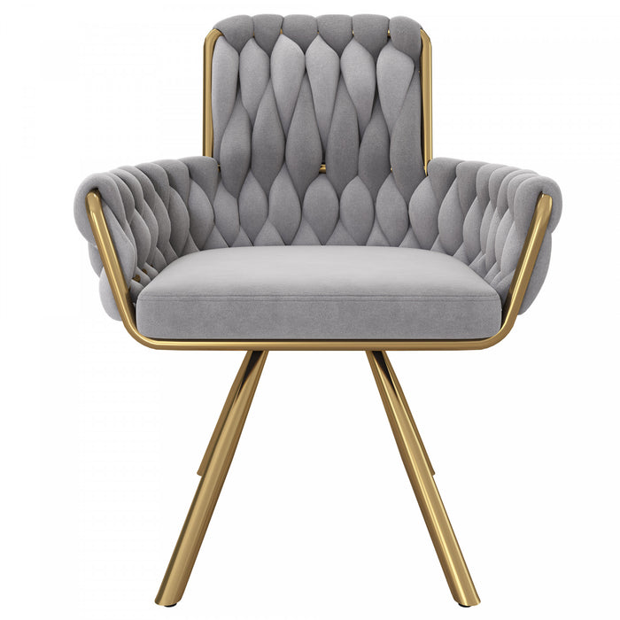 Chaises de salle a manger pivotantes Timothy en velours avec revetement capitonne et pieds en metal, lot de 2, gris