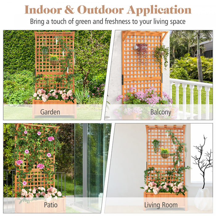 Costway A Eleve Le Conteneur Des Plantes D'escalade De La Boite Du Planteur De Lit De Jardin Avec Trellis & Toit Suspendu