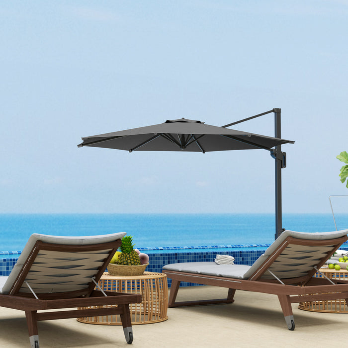 Outsunny Parasol De Terrasse Deporte De 10 Pi, Rotation A 360°, Gris