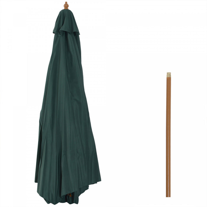Outsunny Parasol De Terrasse En Bois De 3 M Mecanisme De Poulie, Vert Fonce