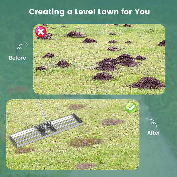 Costway Pelouse Nivelant Rake 42 \"x 10\" Outil De Pelouse De Niveau Pour Jardin Arriere-cour/pelouse Argent