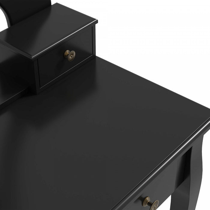 HOMCOM Ensemble coiffeuse en bois, coiffeuse avec miroir rotatif a 360°