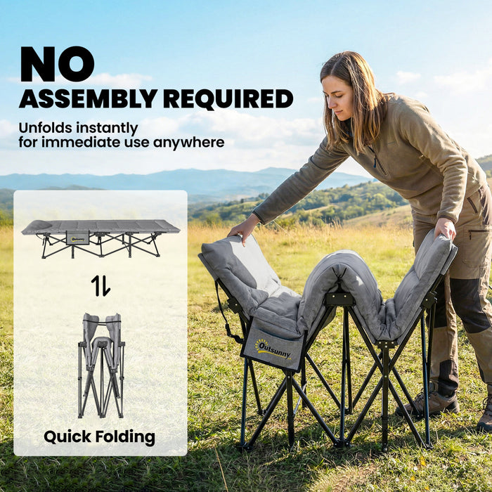Lit de Camping Outsunny pour Adultes avec Coussin Rembourre, Gris
