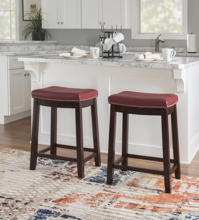 Tabouret Claridge de hauteur comptoir en similicuir et sans dossier - rouge