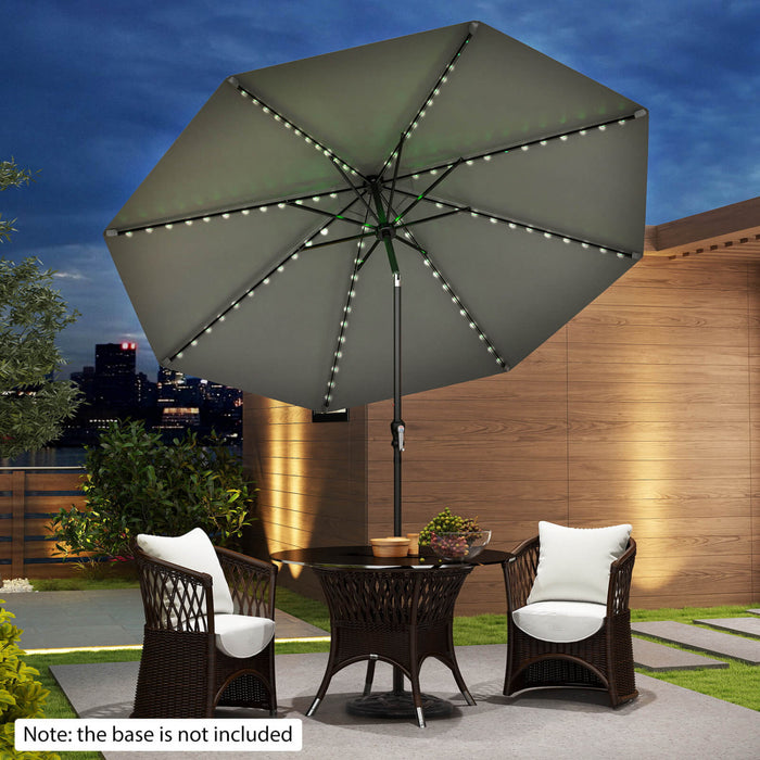 Parasol solaire Costway 10 FT avec 96 LED, inclinaison reglable a 35°, haut ventile, gris