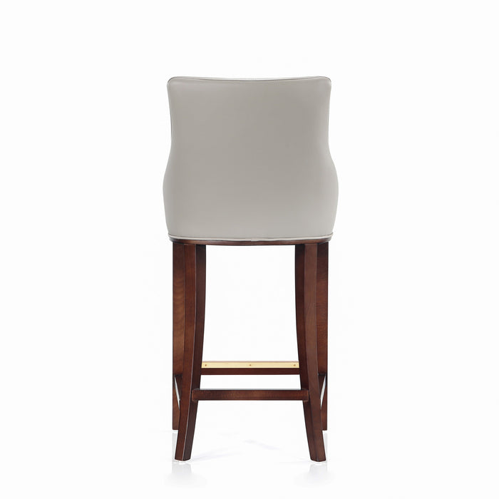 Tabouret de bar moderne en bois Shubert avec revetement en tissu gris clair - Lot de 3