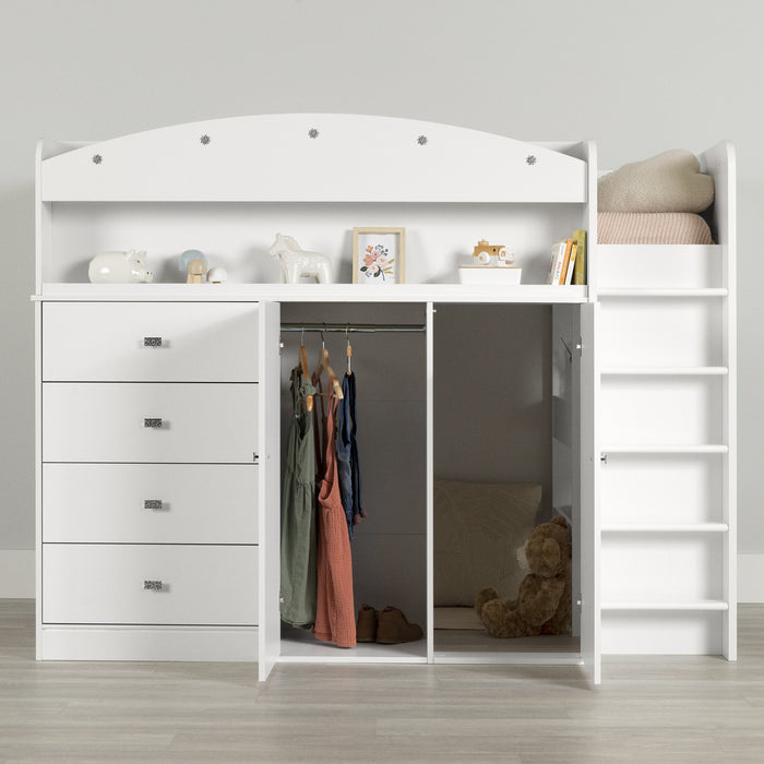 Tiara Lit Mezzanine Avec Bureau - Blanc Solide