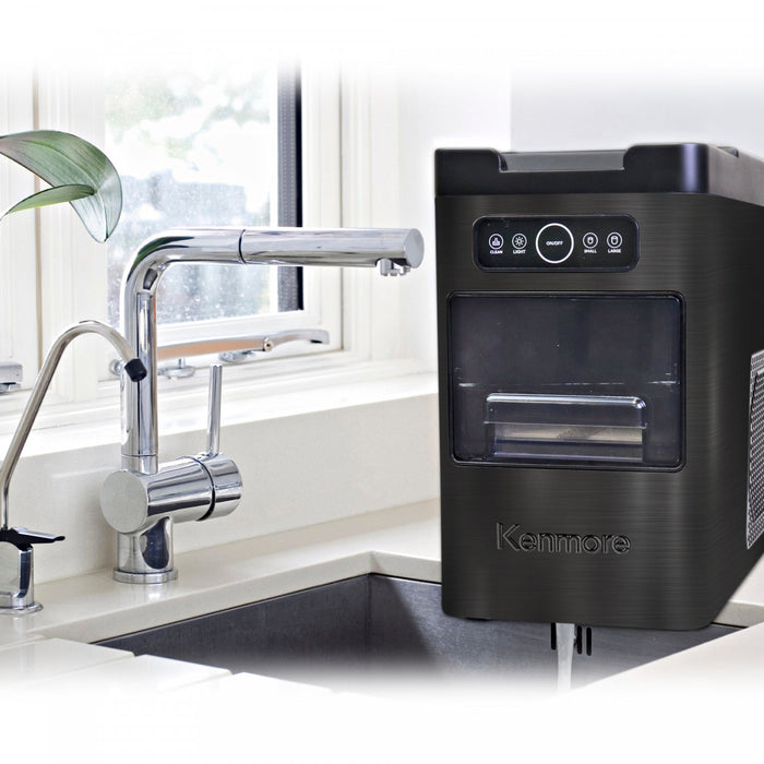 Machine a glacons a chargement frontal Kenmore, 26 lb/24 h, acier inoxydable noir