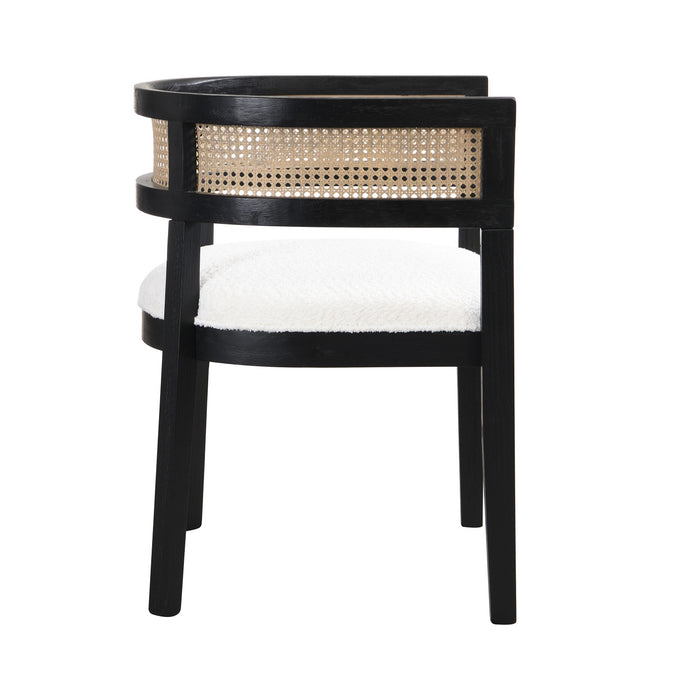 Ensemble De 2 Chaises De Salle À Manger Lance Avec Dossier En Rotin Et Siège En Forme De U - Noir
