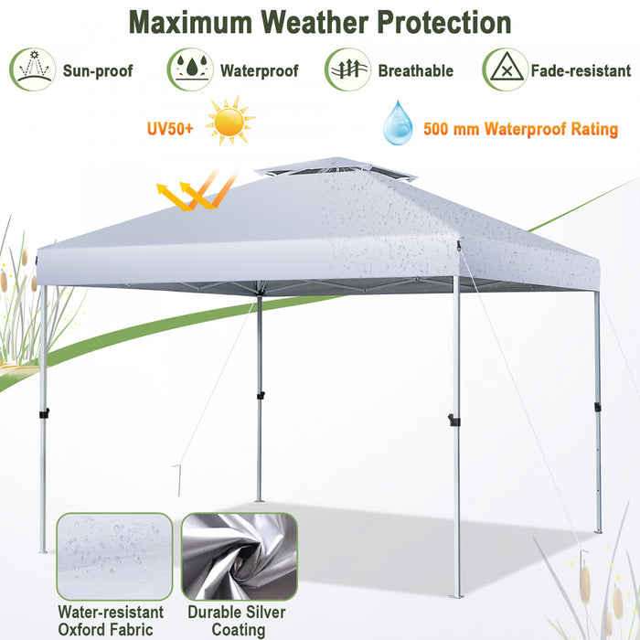 Costway 2-tier 10’ X 10’ Pop-up Canopy Tente Gazebo Instantane Reglable Porter Sac With Wheel