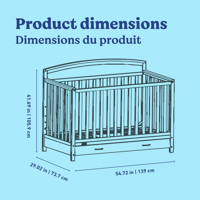 Graco Benton Lit de bebe convertible 5-en-1 avec tiroir - Bois clair