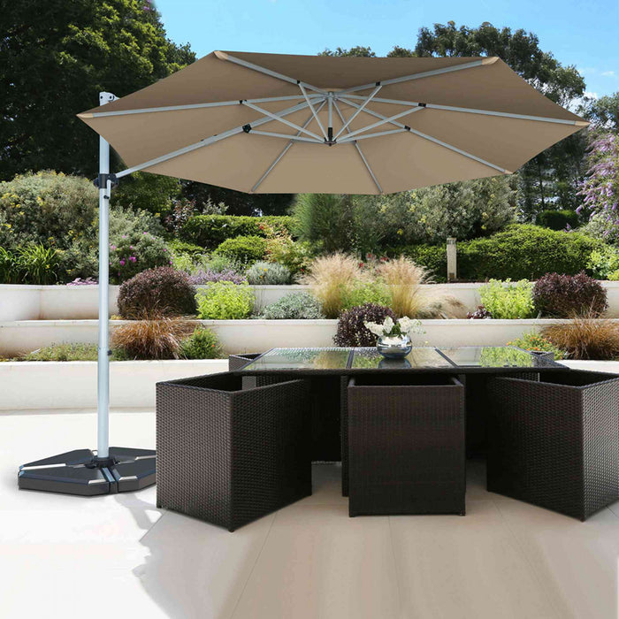 Costway Parasol deporte pour patio de 11 pieds, rotation a 360 degres, inclinaison en aluminium, beige