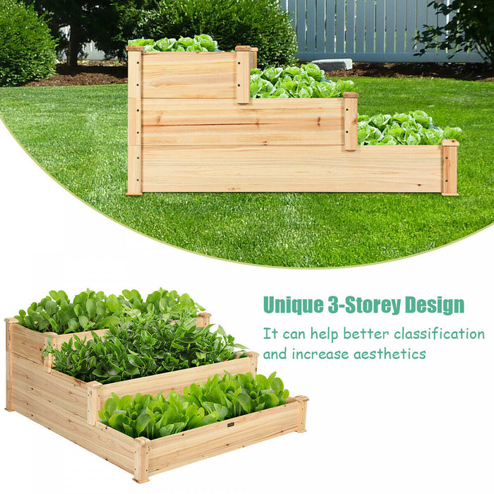Lit De Jardin De Legumes En Bois Eleve De Niveau Costway 3 Kit De Planteur Eleve Jardinage Exterieur