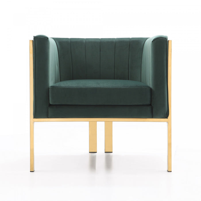 Fauteuil lounge moderne en velours Paramount vert foret - Lot de 2