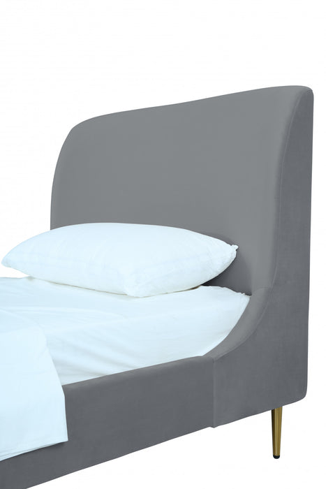 Lit une place Heather style milieu du siecle moderne en velours gris et or