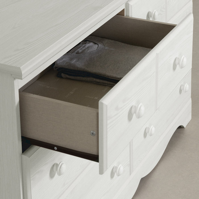 Commode Summer Breeze à 6 tiroirs - pin blanc