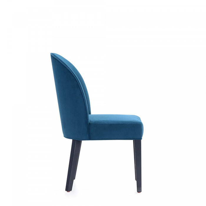 Chaise de salle a manger moderne en bois Hillman avec revetement bleu - Lot de 2