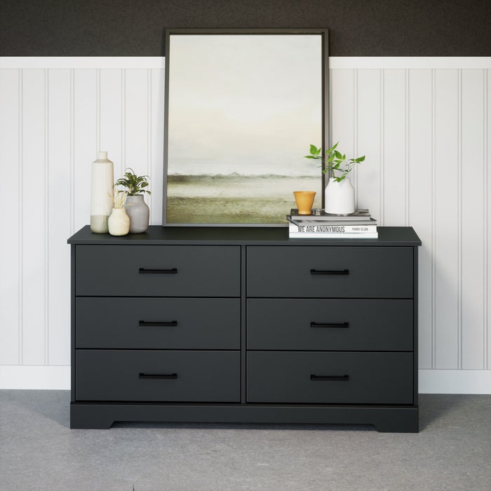 Commode champêtre Rustic Ridge de Prepac à 6 tiroirs - noire