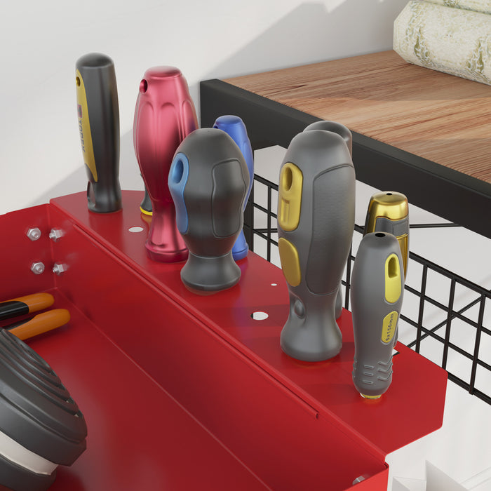 Durhand Chariot A Outils Roulant A 3 Niveaux, Capacite De 330 Lb, Rouge