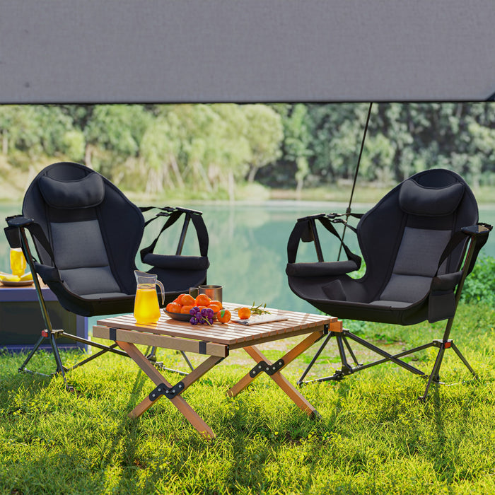 Outsunny Lot De 2 Chaises De Camping Hamac Avec Dossier Reglable