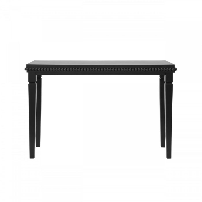 Console rustique en bois Martha 120 cm avec bordure perlee decorative - noire