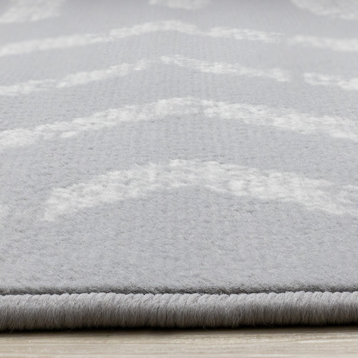 Carpette Forte grise et blanche à motif de rayures modernes - 7 pi 9 po x 10 pi 6 po