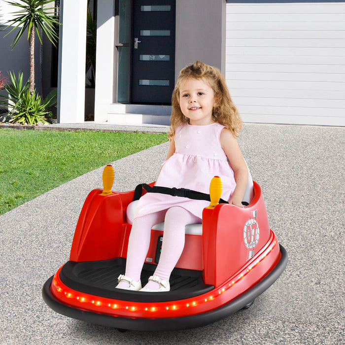Costway 12v Vehicule 360¡a Spin Race Toy Kids Ride Sur La Voiture Pare-chocs W / Telecommande Rouge