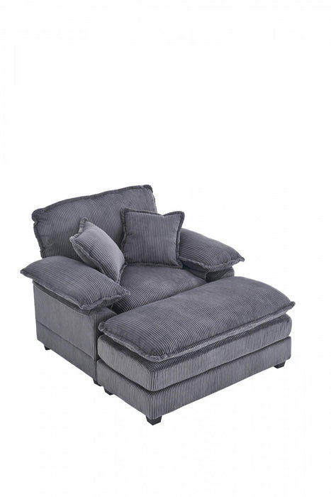 Liam Canape d'interieur moderne en velours cotele 46,9\" avec 2 coussins moelleux, Gris