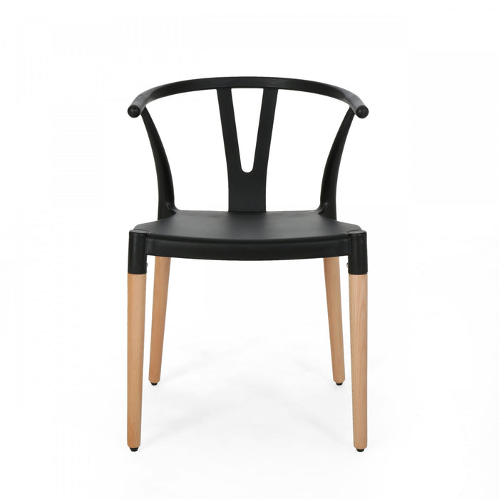 Lot De 2 Chaises De Salle À Manger Chasel Avec Assise En Polypropylène Et Pieds En Bois Massif - Noir