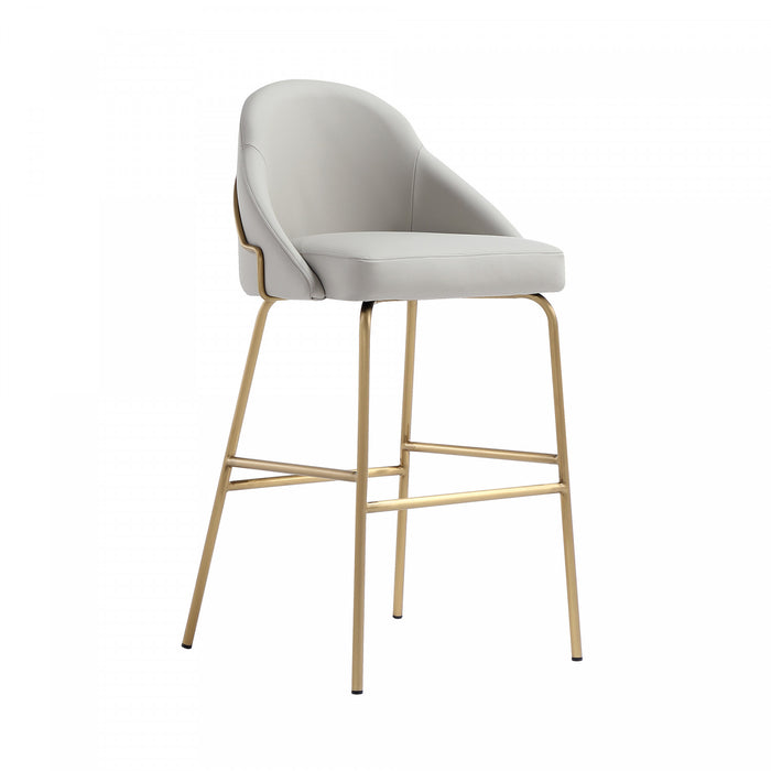Tabouret de bar moderne en metal Gracie, rembourre, gris pierre et or