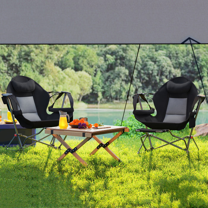 Outsunny Ensemble De 2 Chaises De Camping Hamac Avec Dossier Reglable
