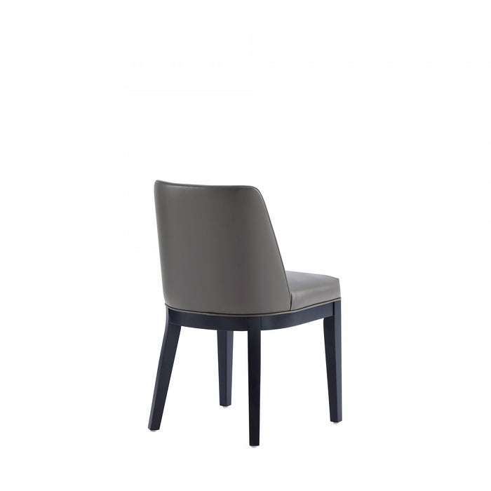 Chaise de salle a manger moderne Gansevoort en bois et cuir vegetalien graphite - Lot de 4