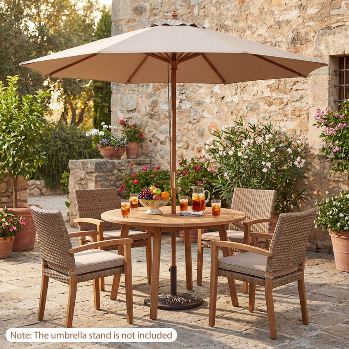 Costway Parasol de patio 9 FT avec hauteur reglable, levage par poulie a corde, dessus ventile pour plage Kaki Tan