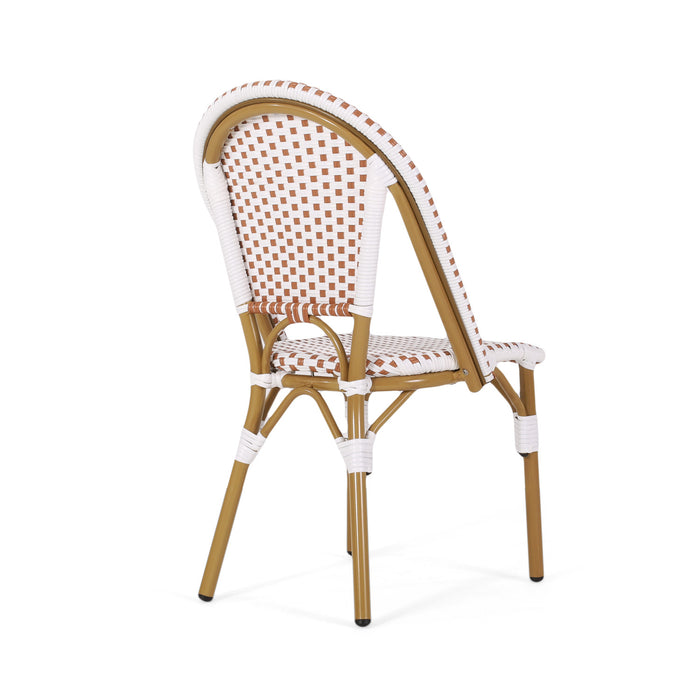 Chaises de bistrot francaises Julien en rotin synthetique et aluminium, lot de 2 - blanc et rouge