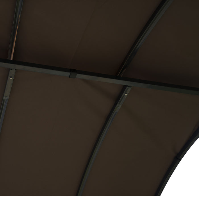 Outsunny 8x4pi Bbq Gazebo Tente Cadre En Metal Grill Auvent Jardin Parasol Portable Abri Arriere Cour Avec Tablette Laterale Cafe