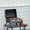 Outsunny 2 Burner Propane Gas Grill, Outdoor Portable Tabletop BBQ with Foldable Legs, 10000 Each Burner, Lid, for Camping, Picnic, Backyard, Black