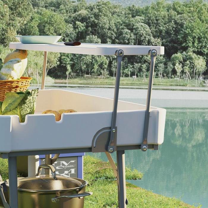 Outsunny Table A Glace Pliante, Table Refrigerante Exterieure, Blanc
