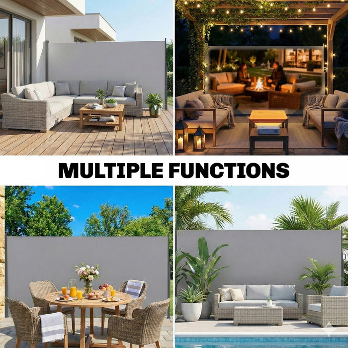 Auvent lateral retractable Outsunny, 420 x 185 cm, ecran d'intimite exterieur, gris
