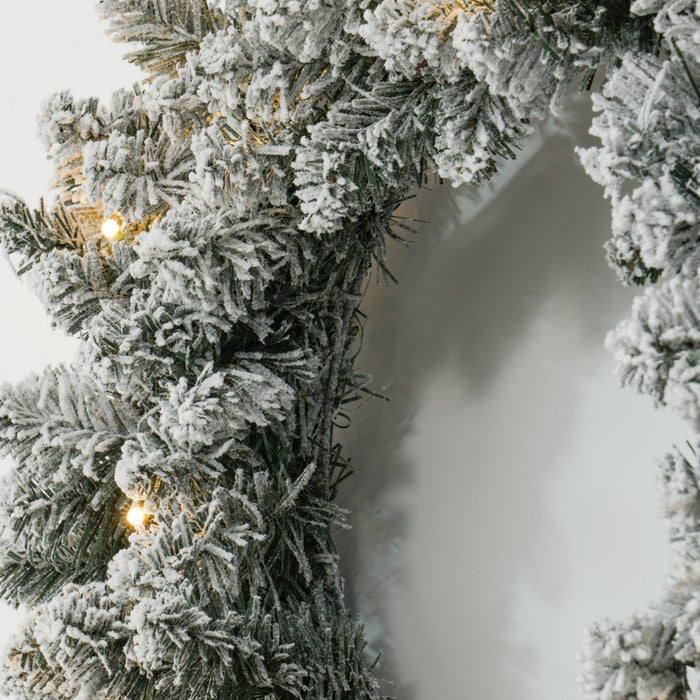 Homcom Couronne De Noel Illuminee De 24 Po Avec Pommes De Pin Et Baies