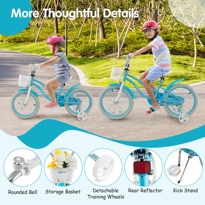 Prorider 18\" Enfants Velo Tout-petit Velo Avec Roue D'entrainement Pour 4-8 Ans Bleu