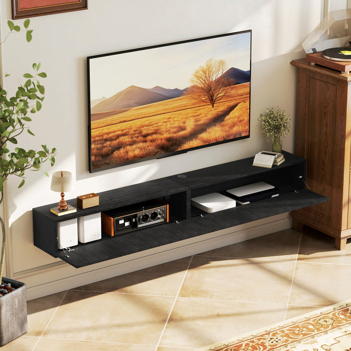 HOMCOM Meuble TV flottant pour televiseurs jusqu'a 72\", noir