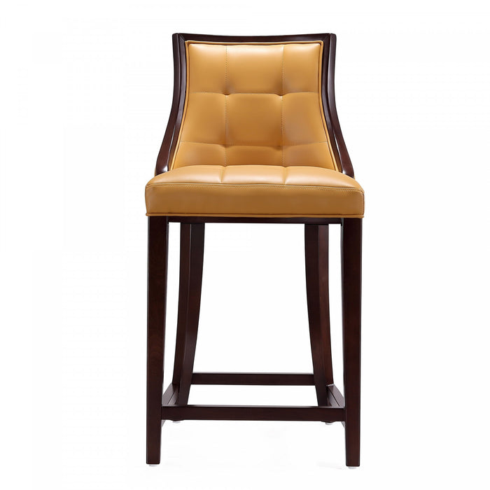 Tabouret de comptoir traditionnel en bois avec assise rembourree Camel Fifth Avenue - Lot de 3