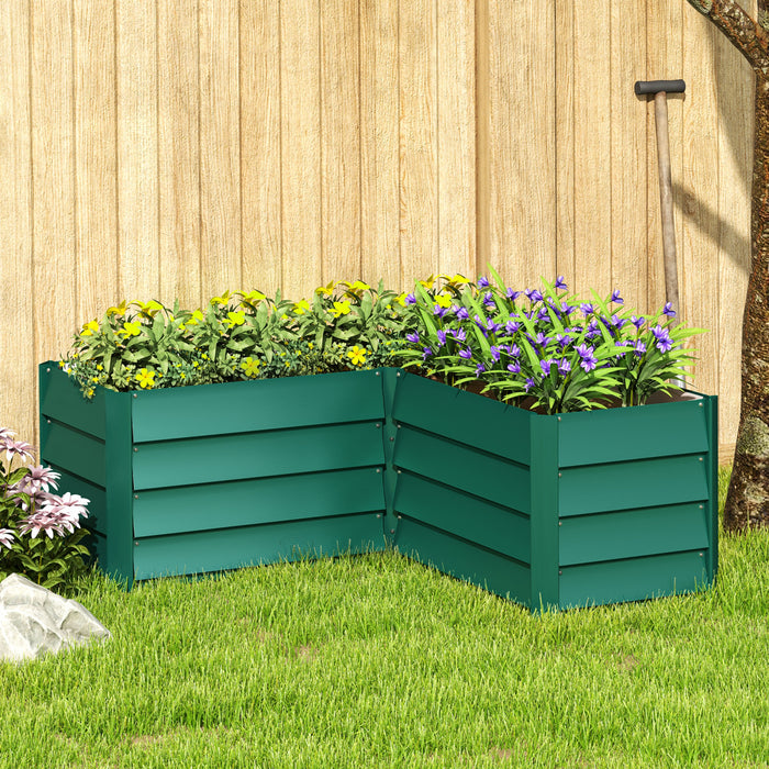 Outsunny Jardiniere Surelevee En Acier Galvanise En Forme De L, Vert