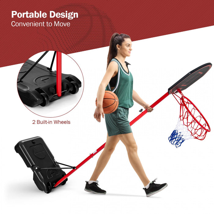 Base Et Panier De Basketball Reglable En Hauteur Costway, Support De Basketball Portable Avec 2 Roues, Base Remplissable, Filet En Nylon Resistant Aux Intemperies