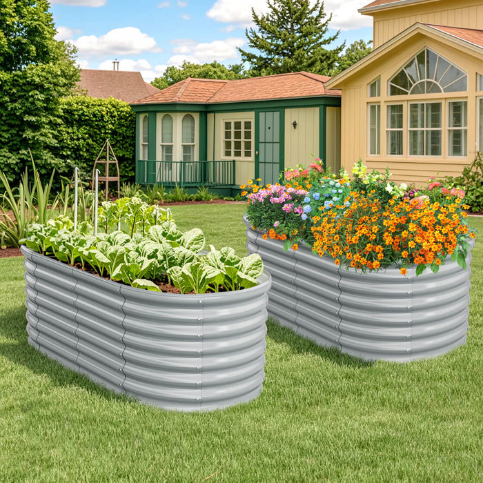 Costway 2 Pcs Souleve Kit De Lit De Jardin Planter Souleve Boites De Jardin Exterieures 65\" X 32\" X 24\" Gris
