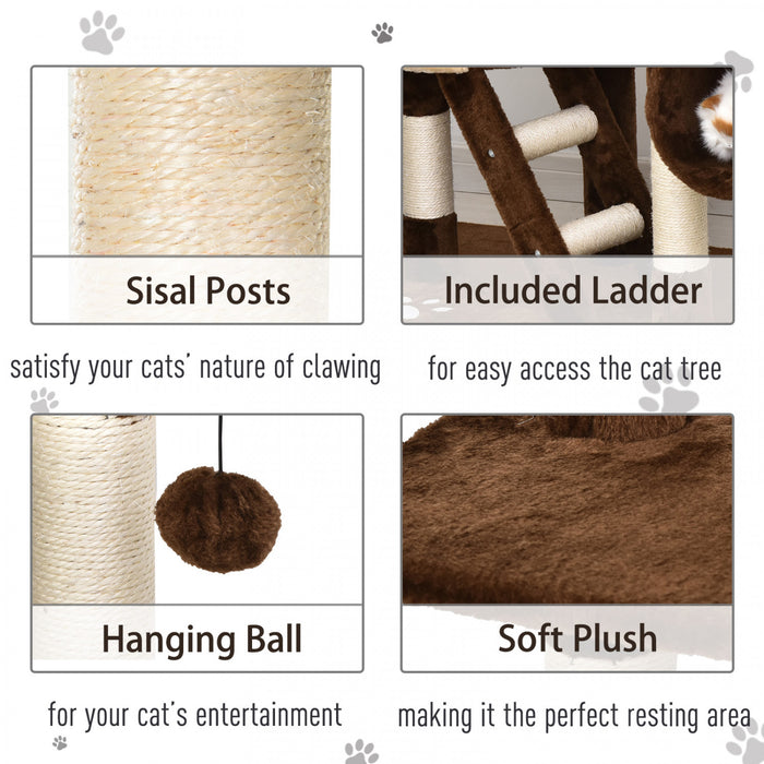 Pawhut 94 \"-102\" Enorme Arbre A Chat Plafond Haut Chat Condo Griffoir Centre D'activite Multi-niveaux Maison De Jeu Marron