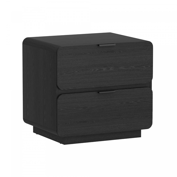 Table de nuit contemporaine moderne Chrystie 66 cm en noir (2 tiroirs) - Lot de 2